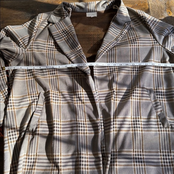 Melloday Mid Length Plaid Open Jacket w/Pockets - Picture 8 of 10